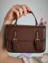 Retro Buckle Decor Flap Square Bag