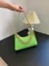 Neon Green Chain Decor Baguette Bag