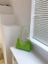 Neon Green Chain Decor Baguette Bag