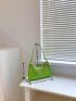 Neon Green Chain Decor Baguette Bag