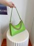 Neon Green Chain Decor Baguette Bag