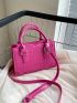 Mini Neon Pink Crocodile Embossed Square Bag