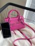 Mini Neon Pink Crocodile Embossed Square Bag