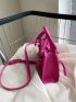 Mini Neon Pink Crocodile Embossed Square Bag