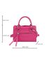 Mini Neon Pink Crocodile Embossed Square Bag