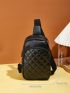 Mini Quilted Sling Bag,Crossbody Chest Bag, Trendy Zipper Sling Bag, Solid Color Shoulder Purse For Streetwear