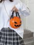 Mini Halloween Pumpkin Pattern Chain Circle Bag