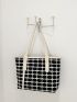 Plaid Pattern Double Handle Shoulder Tote Bag