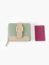 Two Tone Buckle Decor Small Wallet