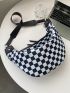 Colorblock Plaid Hobo Bag