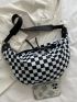 Colorblock Plaid Hobo Bag