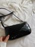 Artificial Patent Leather Baguette Bag