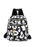 Leopard Print Zipper Front Functional Backpack