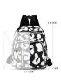 Leopard Print Zipper Front Functional Backpack