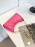 Neon Pink Quilted Baguette Bag