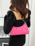 Neon Pink Quilted Baguette Bag