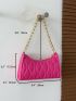 Neon Pink Quilted Baguette Bag