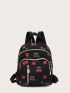 Cherry Graphic Pocket Front Backpack