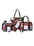 6pcs Colorblock Shoulder Bag Set Fashion Colorblock Purse Set, Women's Office & Work Artificial Leather Tote Bag & Handbag Set