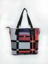 6pcs Colorblock Shoulder Bag Set Fashion Colorblock Purse Set, Women's Office & Work Artificial Leather Tote Bag & Handbag Set