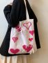 Heart Print Crochet Bag