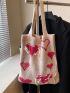 Heart Print Crochet Bag