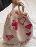 Heart Print Crochet Bag