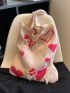 Heart Print Crochet Bag