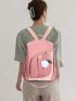 Color Block Functional Backpack With Bag Charm