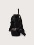 Studded Decor Litchi Embossed Functional Backpack