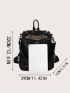 Studded Decor Litchi Embossed Functional Backpack