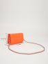 Mini Neon Orange Chain Flap Square Bag