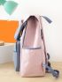 5pcs Appliques Two Tone Flap Backpack Set With Bag Charm