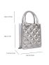 Mini Metallic Artificial Patent Leather Embossed Detail Square Bag