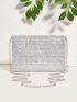 Mini Rhinestone Decor Flap Chain Square Bag