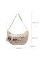 Slogan Graphic Canvas Hobo Bag With Coin Purse