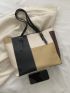 Color Block Shoulder Tote Bag