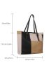 Color Block Shoulder Tote Bag