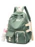 Letter Patch Decor Classic Backpack With Bag Charm