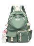 Letter Patch Decor Classic Backpack With Bag Charm