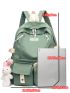 Letter Patch Decor Classic Backpack With Bag Charm