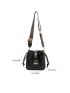 Mini Argyle Embossed Metal Decor Drawstring Design Bucket Bag