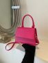 Mini Neon-Pink Top Handle Flap Square Bag