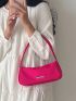 Neon Pink Metal Decor Baguette Bag