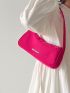 Neon Pink Metal Decor Baguette Bag