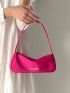 Neon Pink Metal Decor Baguette Bag