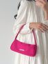 Neon Pink Metal Decor Baguette Bag