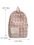 Plaid Letter Embroidered Functional Backpack