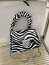 Mini Zebra Striped Pattern Flap Chain Square Bag