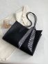 Minimalist Twilly Scarf Decor Shoulder Tote Bag With Small Pouch